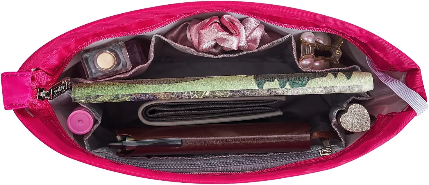 Vercord Premium Nylon Purse Organizer Tote Handbag Insert Organizers Bag in Bag Zipper 13 Pockets 5 Sizes
