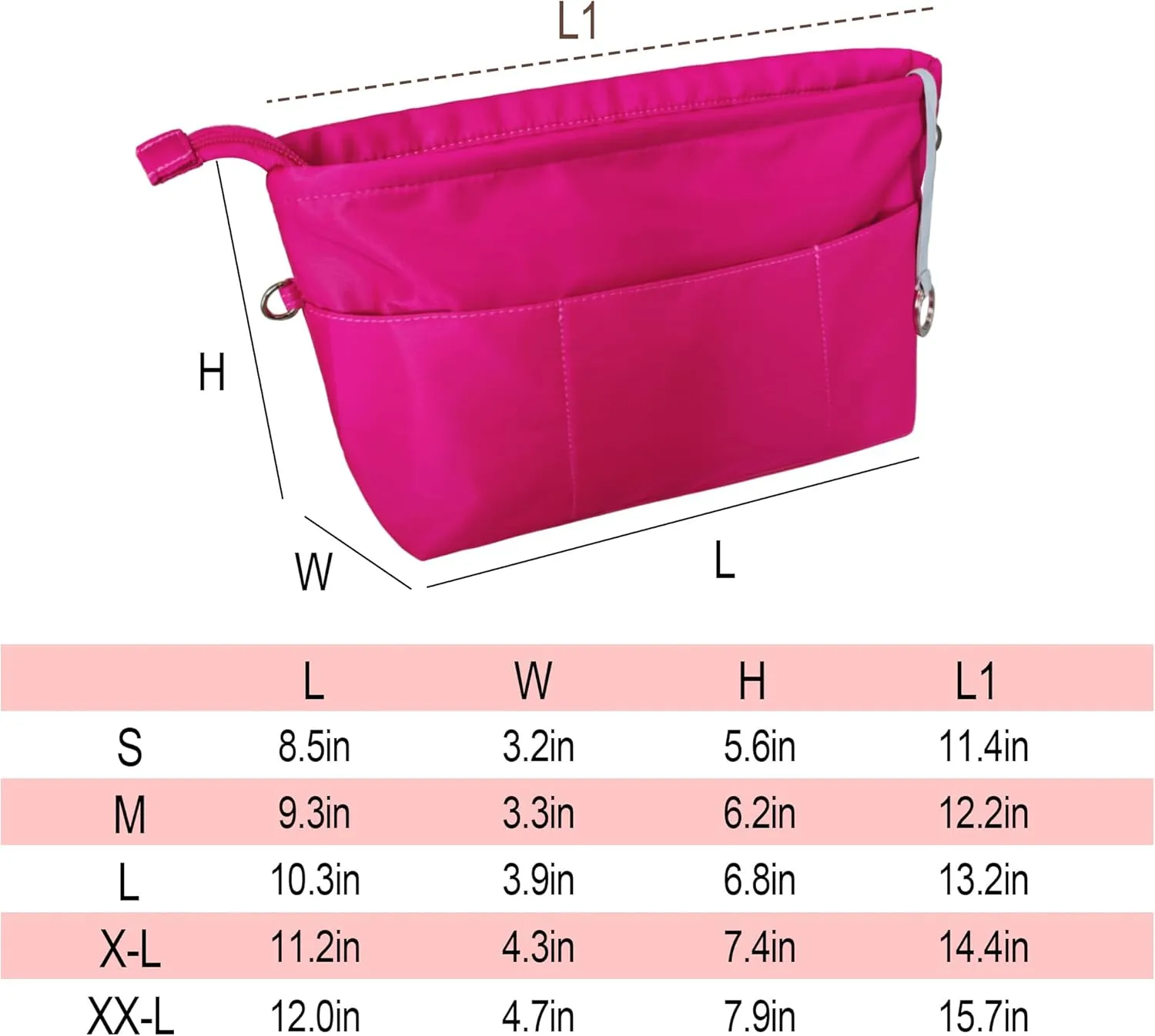 Vercord Premium Nylon Purse Organizer Tote Handbag Insert Organizers Bag in Bag Zipper 13 Pockets 5 Sizes