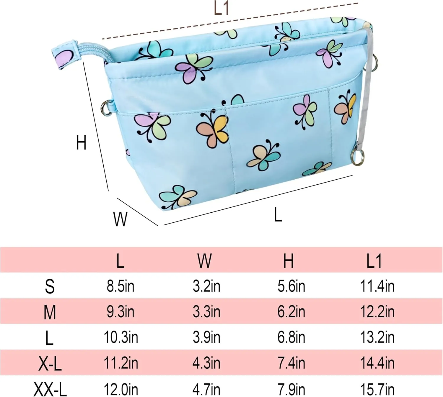 Vercord Premium Nylon Purse Organizer Tote Handbag Insert Organizers Bag in Bag Zipper 13 Pockets 5 Sizes