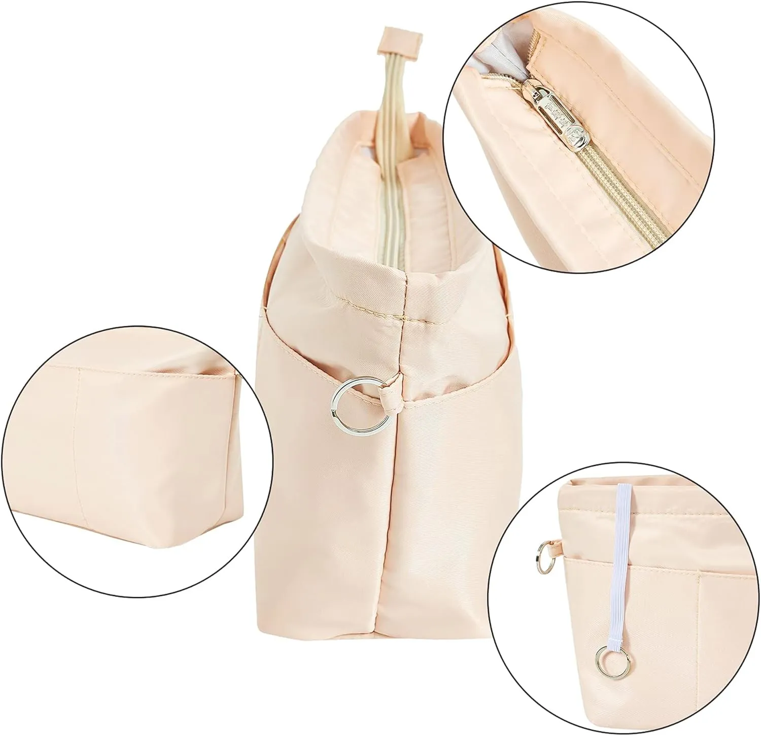 Vercord Premium Nylon Purse Organizer Tote Handbag Insert Organizers Bag in Bag Zipper 13 Pockets 5 Sizes