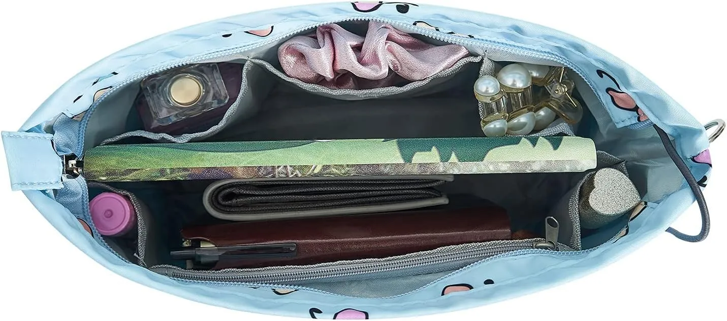 Vercord Premium Nylon Purse Organizer Tote Handbag Insert Organizers Bag in Bag Zipper 13 Pockets 5 Sizes