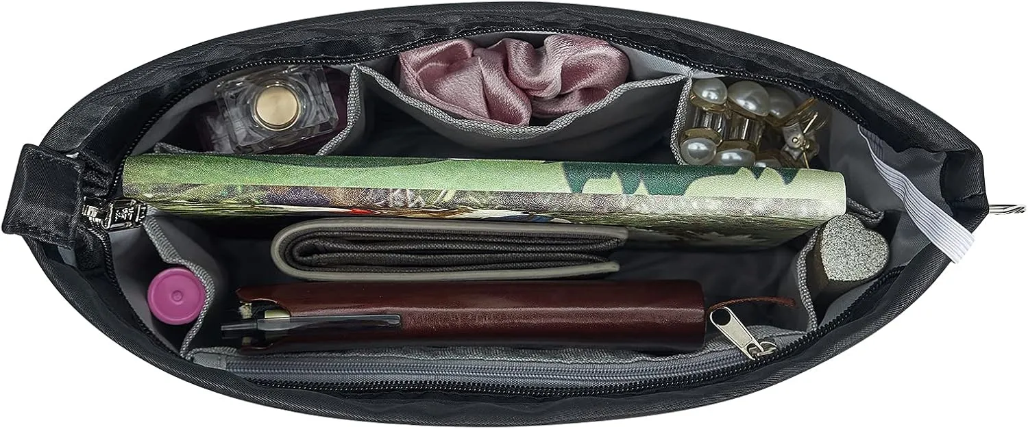Vercord Premium Nylon Purse Organizer Tote Handbag Insert Organizers Bag in Bag Zipper 13 Pockets 5 Sizes