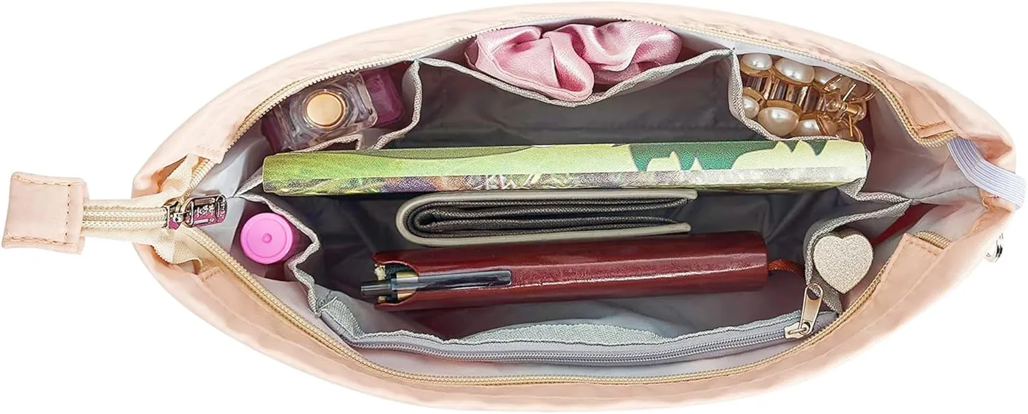 Vercord Premium Nylon Purse Organizer Tote Handbag Insert Organizers Bag in Bag Zipper 13 Pockets 5 Sizes