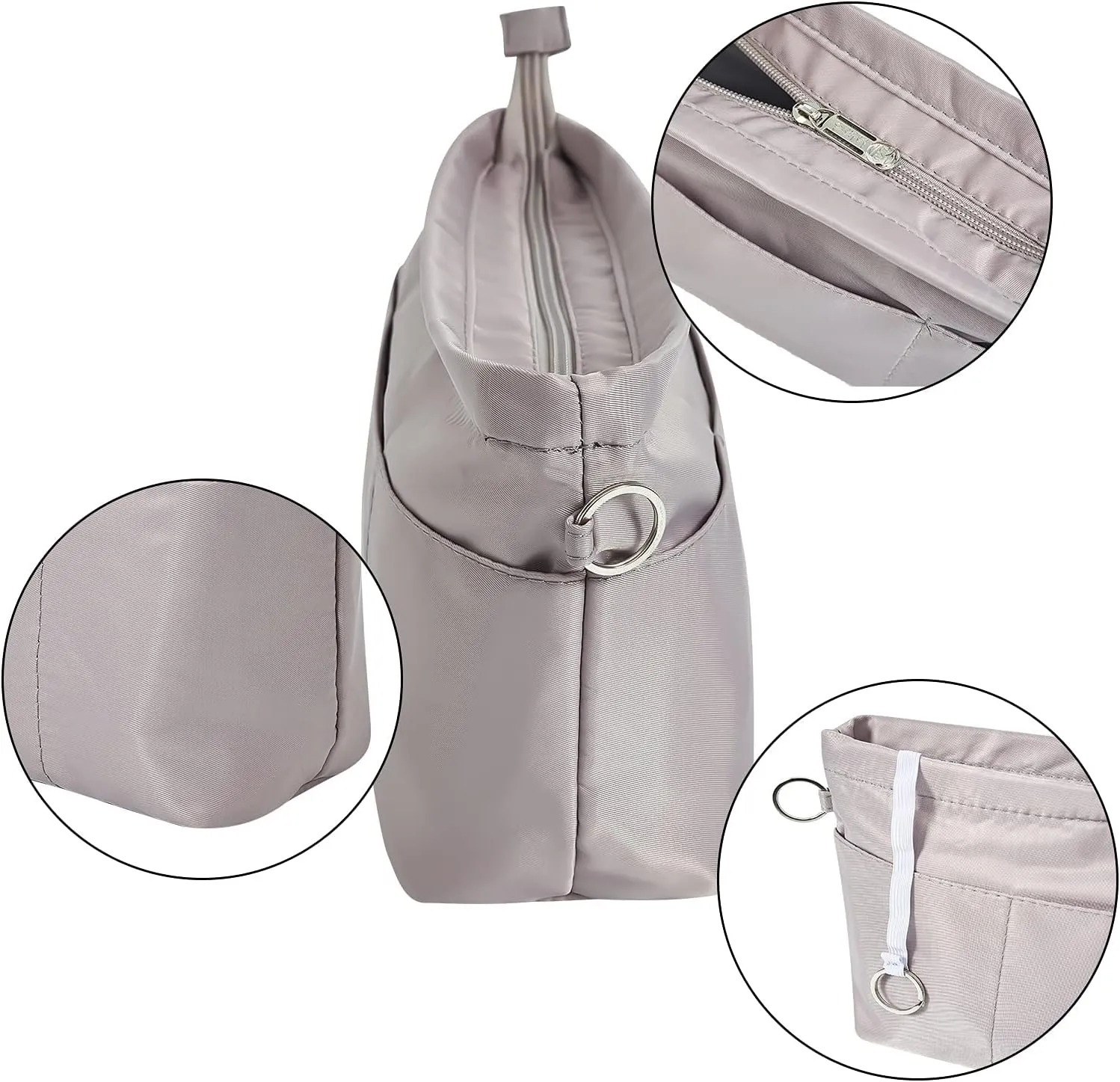 Vercord Premium Nylon Purse Organizer Tote Handbag Insert Organizers Bag in Bag Zipper 13 Pockets 5 Sizes