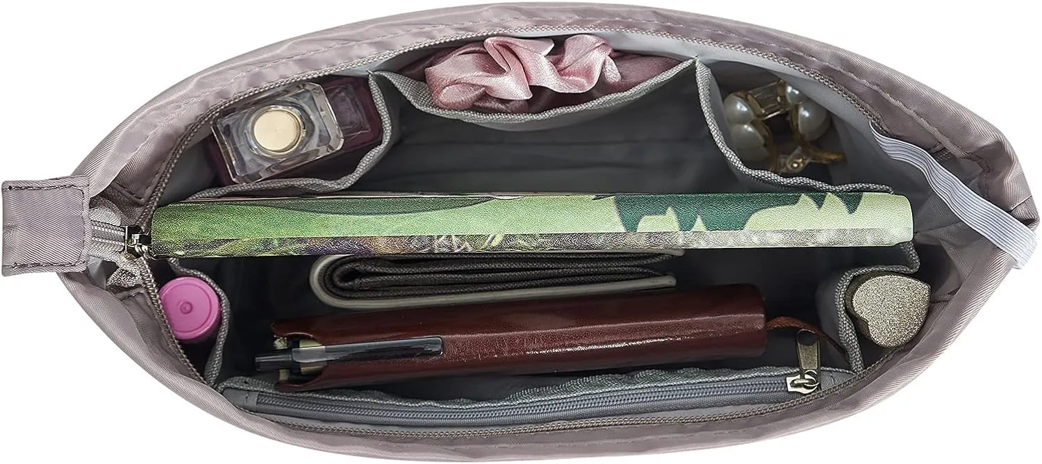 Vercord Premium Nylon Purse Organizer Tote Handbag Insert Organizers Bag in Bag Zipper 13 Pockets 5 Sizes