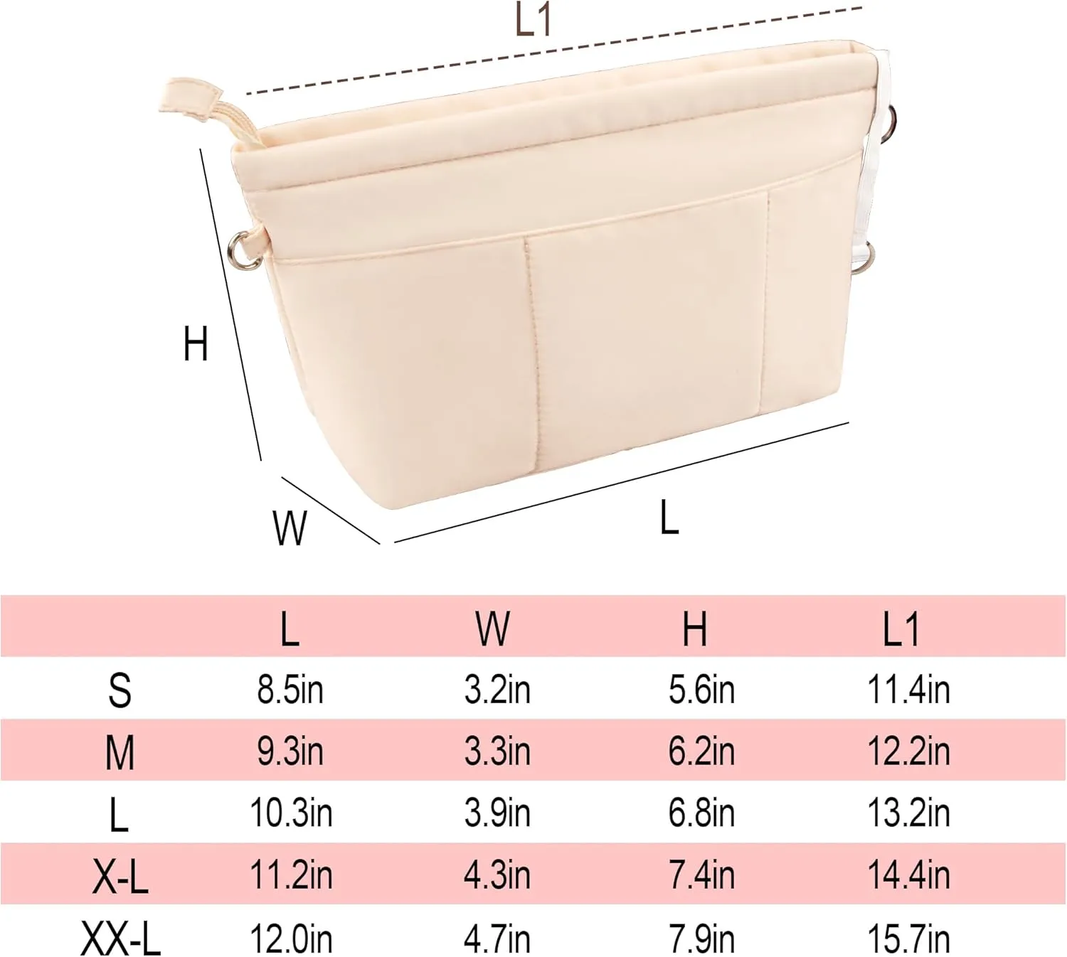 Vercord Premium Nylon Purse Organizer Tote Handbag Insert Organizers Bag in Bag Zipper 13 Pockets 5 Sizes