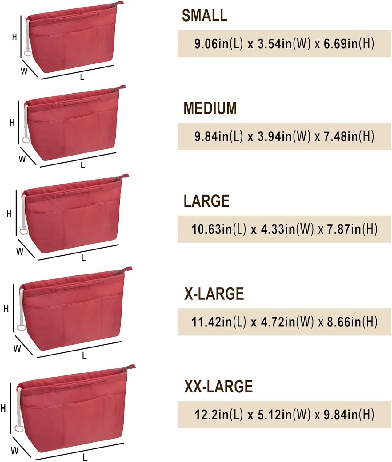 Vercord Purse Insert Organizers for Tote Handbag Bag in Bag with Zipper Liner Bag Organizer for Women 14 pockets