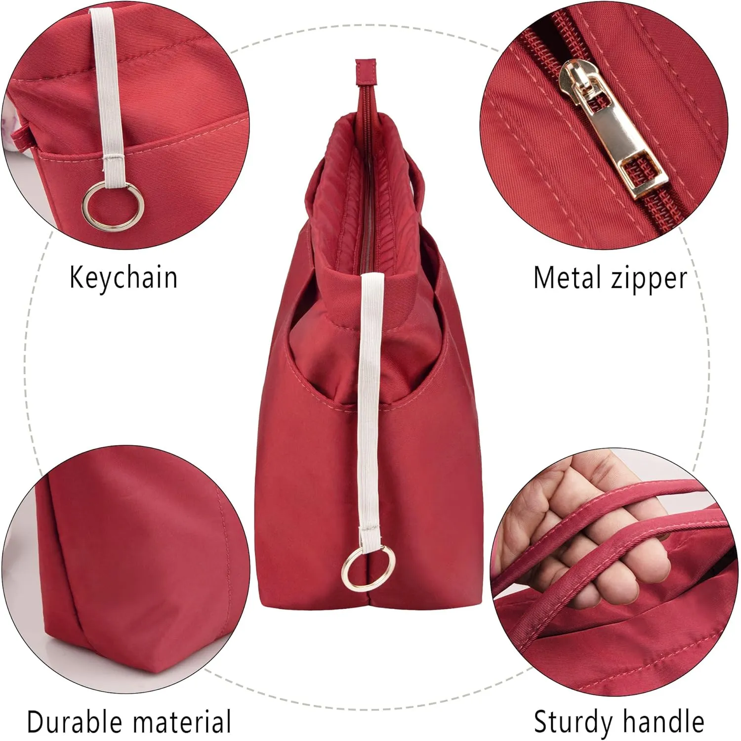Vercord Purse Insert Organizers for Tote Handbag Bag in Bag with Zipper Liner Bag Organizer for Women 14 pockets