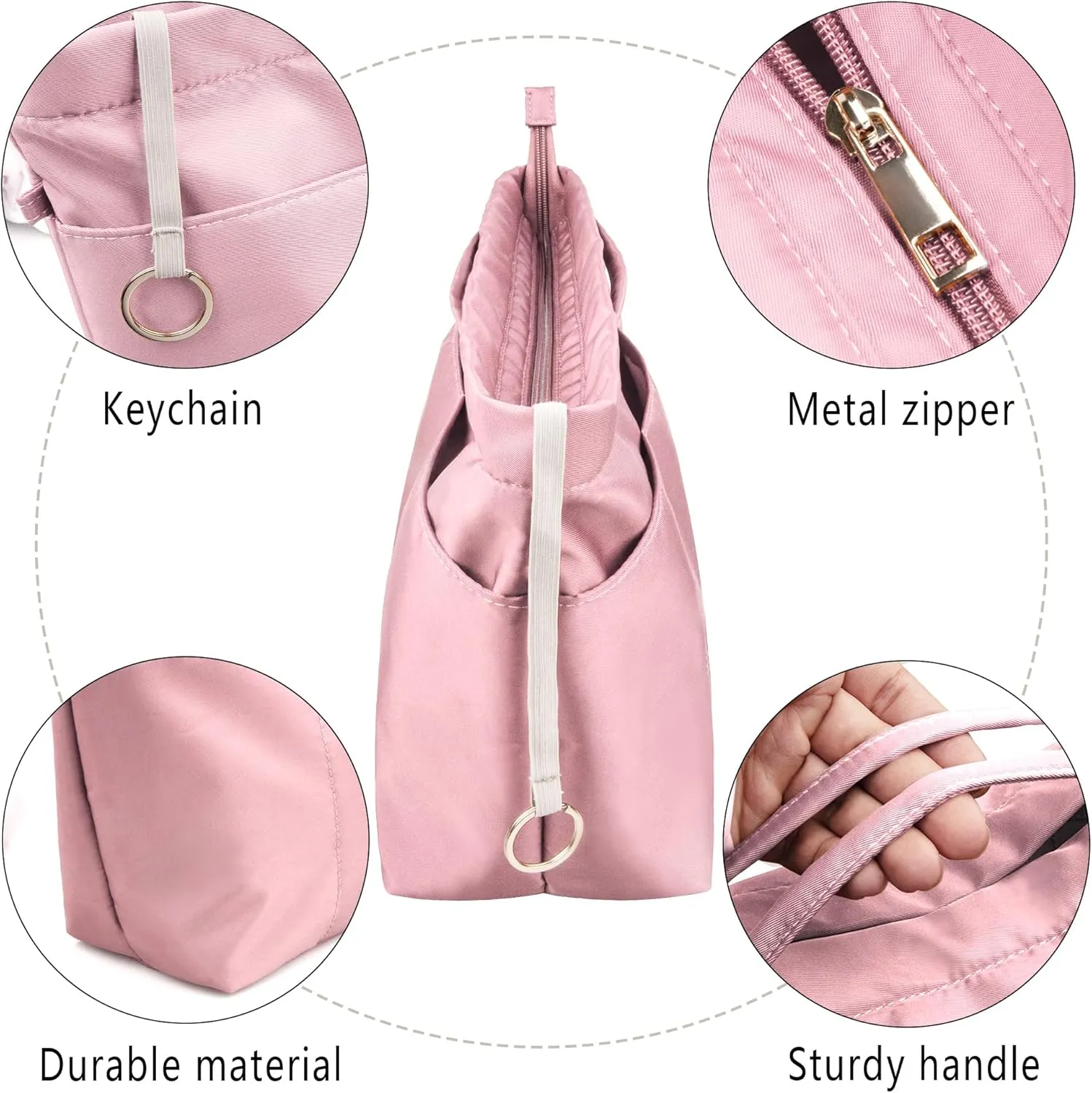 Vercord Purse Insert Organizers for Tote Handbag Bag in Bag with Zipper Liner Bag Organizer for Women 14 pockets