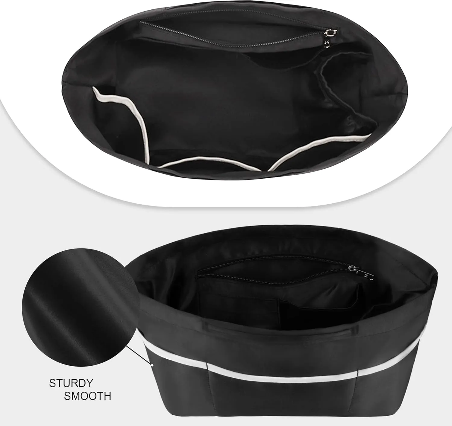 Vercord Purse Organizer Insert City Tote Bag in Bag Handbag Organizers Zipper Pockets Black Large