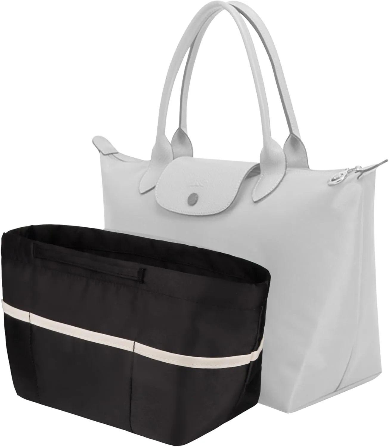 Vercord Purse Organizer Insert City Tote Bag in Bag Handbag Organizers Zipper Pockets Black Large