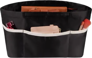 Vercord Purse Organizer Insert City Tote Bag in Bag Handbag Organizers Zipper Pockets Black Large
