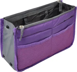 Vercord Purse Organizer Insert for Handbags Bag Organizers Inside Tote Pocketbook Women Nurse Nylon 13 Pockets Purple Medium