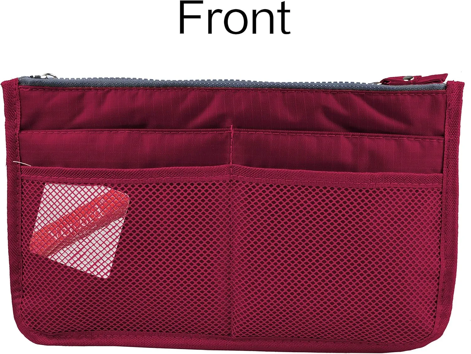 Vercord Updated Purse Handbag Organizer Insert Liner Bag in Bag 13 Pockets Burgundy Small
