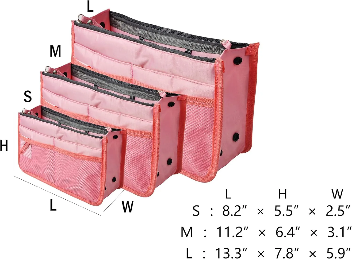 Vercord Updated Purse Handbag Organizer Insert Liner Bag in Bag 13 Pockets Pink Small