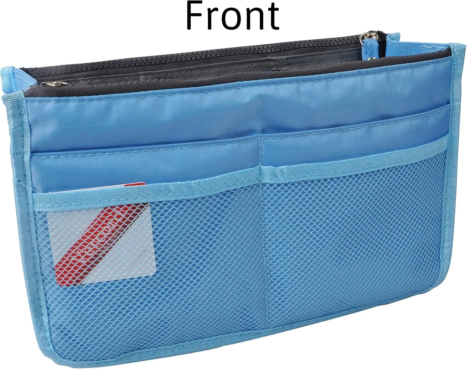 Vercord Updated Purse Handbag Organizer Insert Liner Bag in Bag 13 Pockets Sky Blue Medium