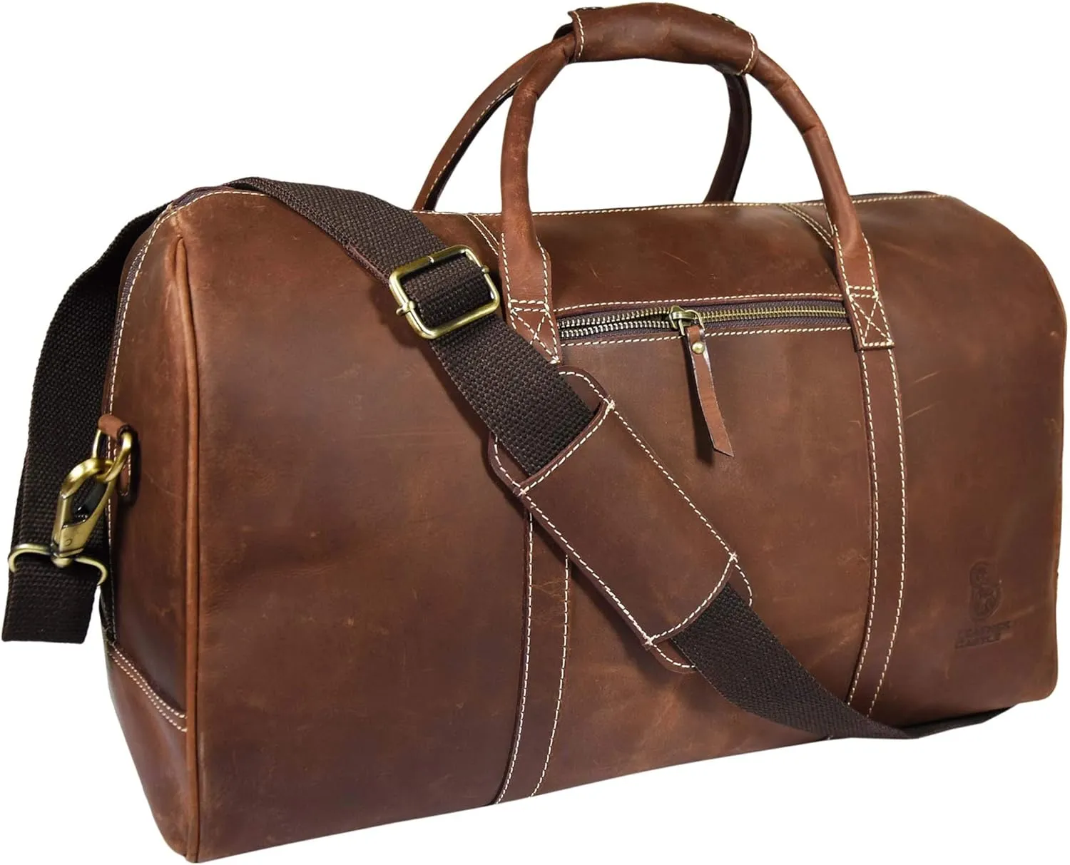 Vintage Leather Duffel Bag for Men Leather Travel Bag, Spacious Weekender Overnight Bag, Durable Carry-On with Adjustable Strap, Stylish Duffle for Gym, Business & Adventure - 20 Inches (Medium Brown)