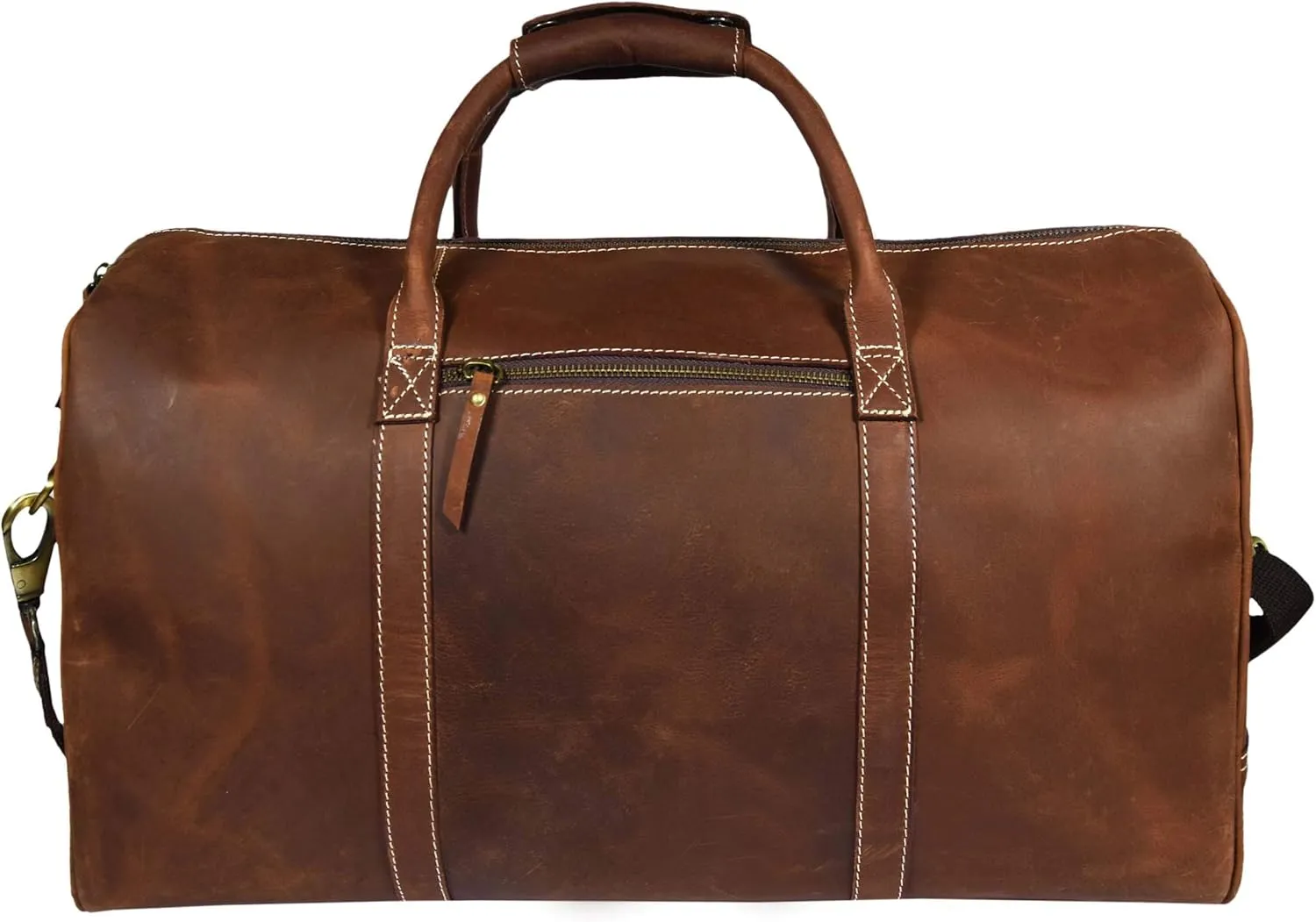 Vintage Leather Duffel Bag for Men Leather Travel Bag, Spacious Weekender Overnight Bag, Durable Carry-On with Adjustable Strap, Stylish Duffle for Gym, Business & Adventure - 20 Inches (Medium Brown)