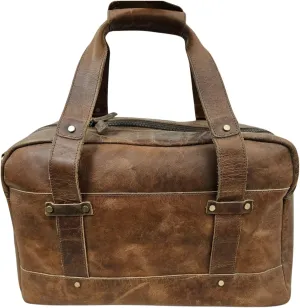 Vintage Leather Duffle Bag for Men & Women, Distressed Brown Weekender Bag, 20-Inch Carry-On Travel Bag with Handles & Shoulder Strap