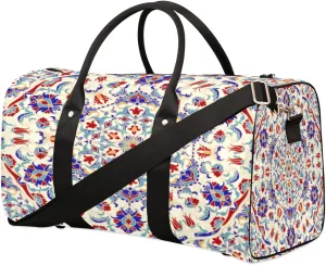 Vintage Mandala Travel Duffel Bag, Turkish Style Sports Tote Gym Bag, Foldable Weekender Overnight Bag, Luggage Handle Bag for Women Men