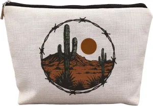 Vintage Western Makeup Bag, Cowgirl Cosmetic Bag, Wild West Makeup Pouch