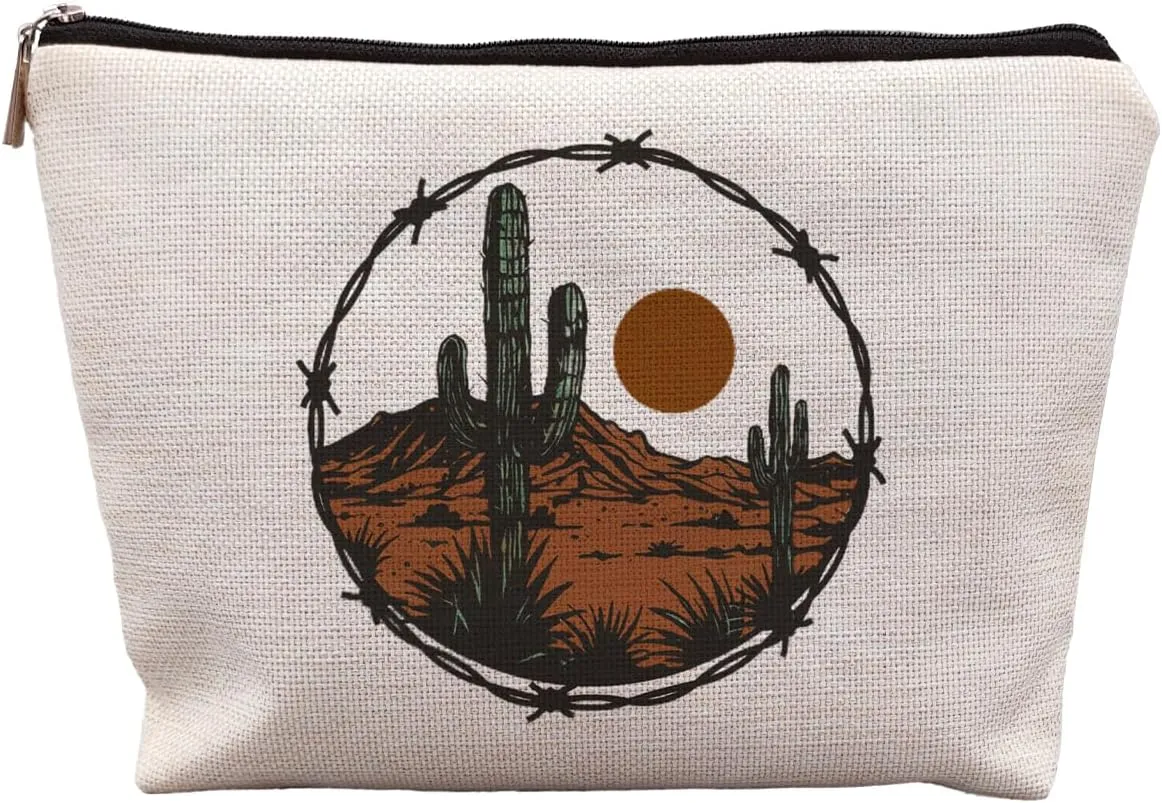 Vintage Western Makeup Bag, Cowgirl Cosmetic Bag, Wild West Makeup Pouch
