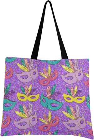 visesunny Carnival Mask Patterned Women Extra Large Tote Bag Shoulder Bags Ladies Beach Travel Reusable Grocery Shopping Portable Storage Handbag