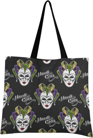 visesunny Women Extra Large Tote Bag Mardi Gras Carnival Mask Patterned Shoulder Bags Ladies Beach Travel Reusable Grocery Shopping Portable Storage Handbag