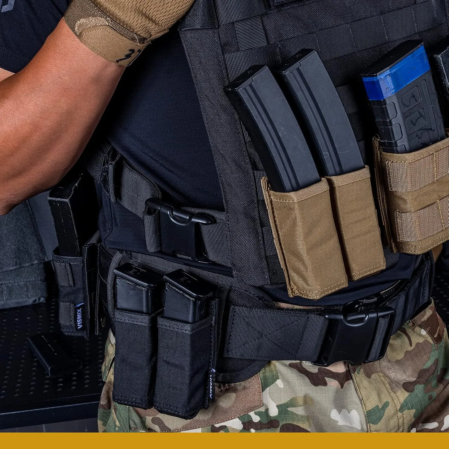 VISMIX Pistol Magazine Pouch, Double 9mm Mag Pouch with Quick Release Kydex Insert and MOLLE Compatible