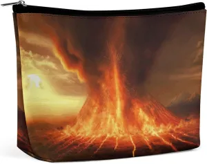 Volcano Travel Makeup Bag Large Toiletry Bag for Women Waterproof Cosmetic Bags for Purse Portable Makeup Organizer Bags Cute Zipper Pouch Cosmetic Pouch Funny Travel Makeupbag