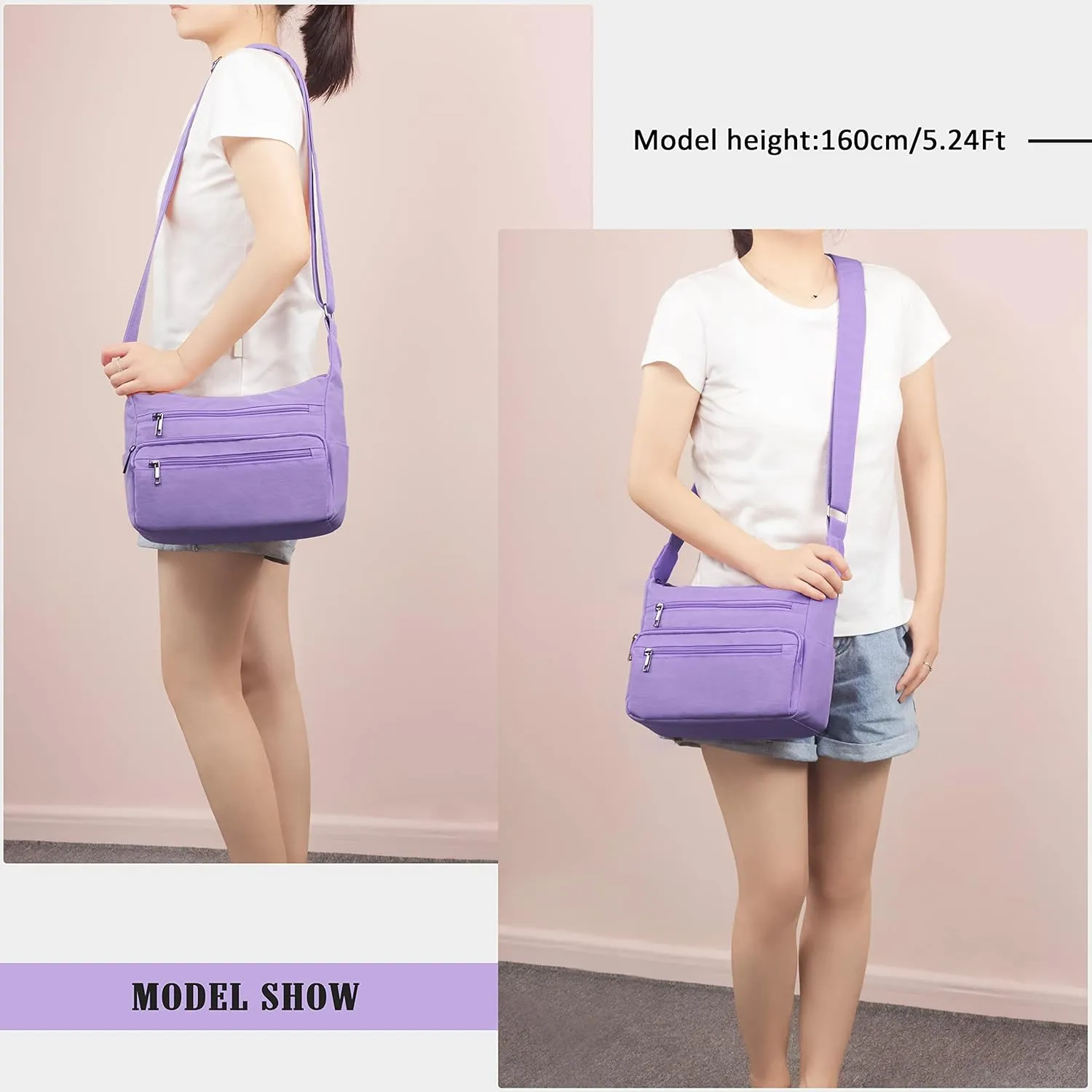 VOLGANIK ROCK RFID Purses for Women Fabric Nylon Multi Pocket Crossbody Bag Ladies Travel Handbag