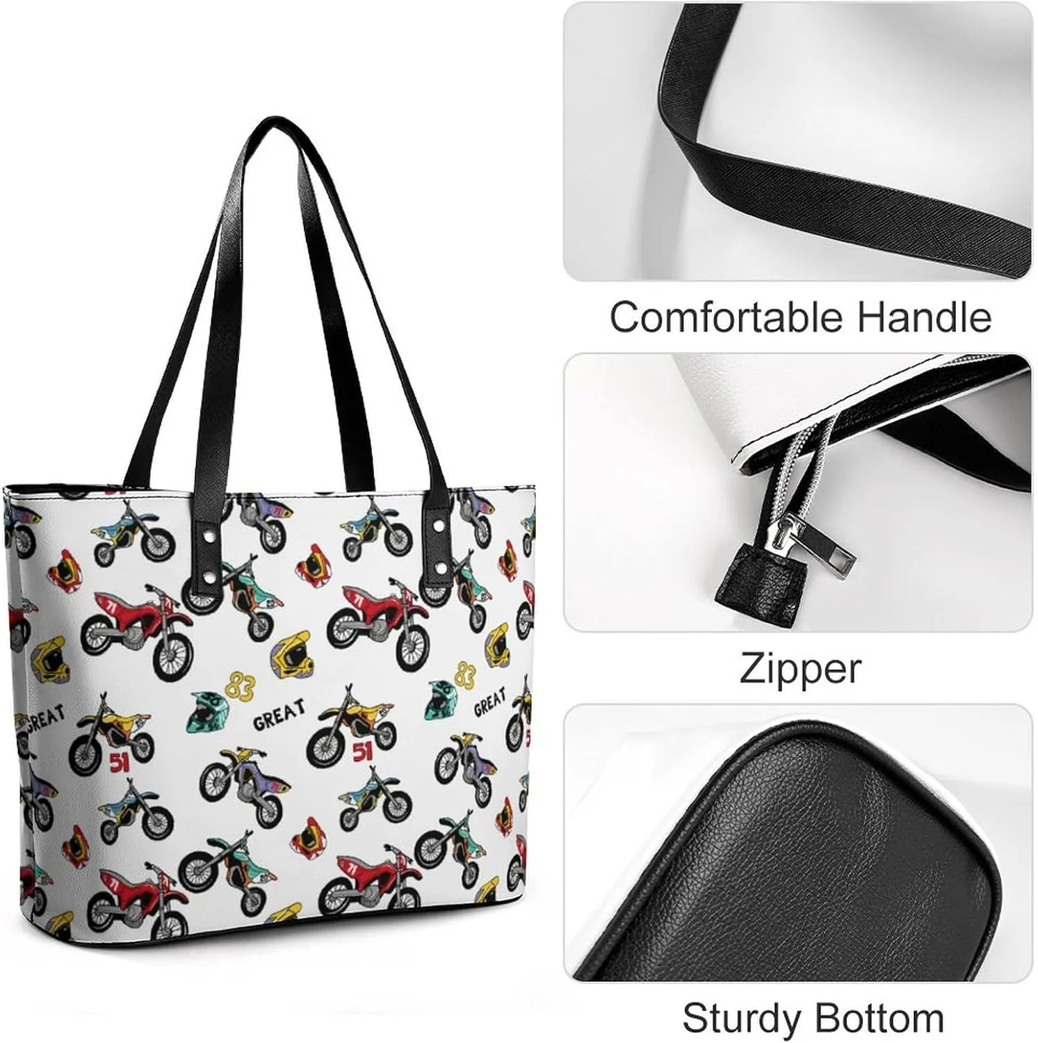 Volleyball Black And White Leather Handbag Smooth Wrinkle Resistant Lightweight And Convenient