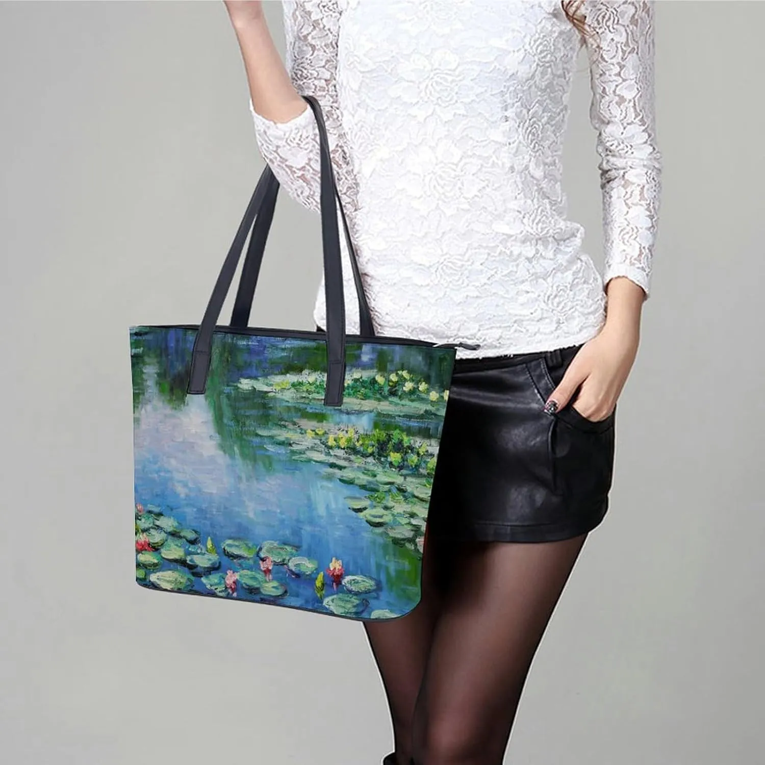 Volleyball Black And White Leather Handbag Smooth Wrinkle Resistant Lightweight And Convenient