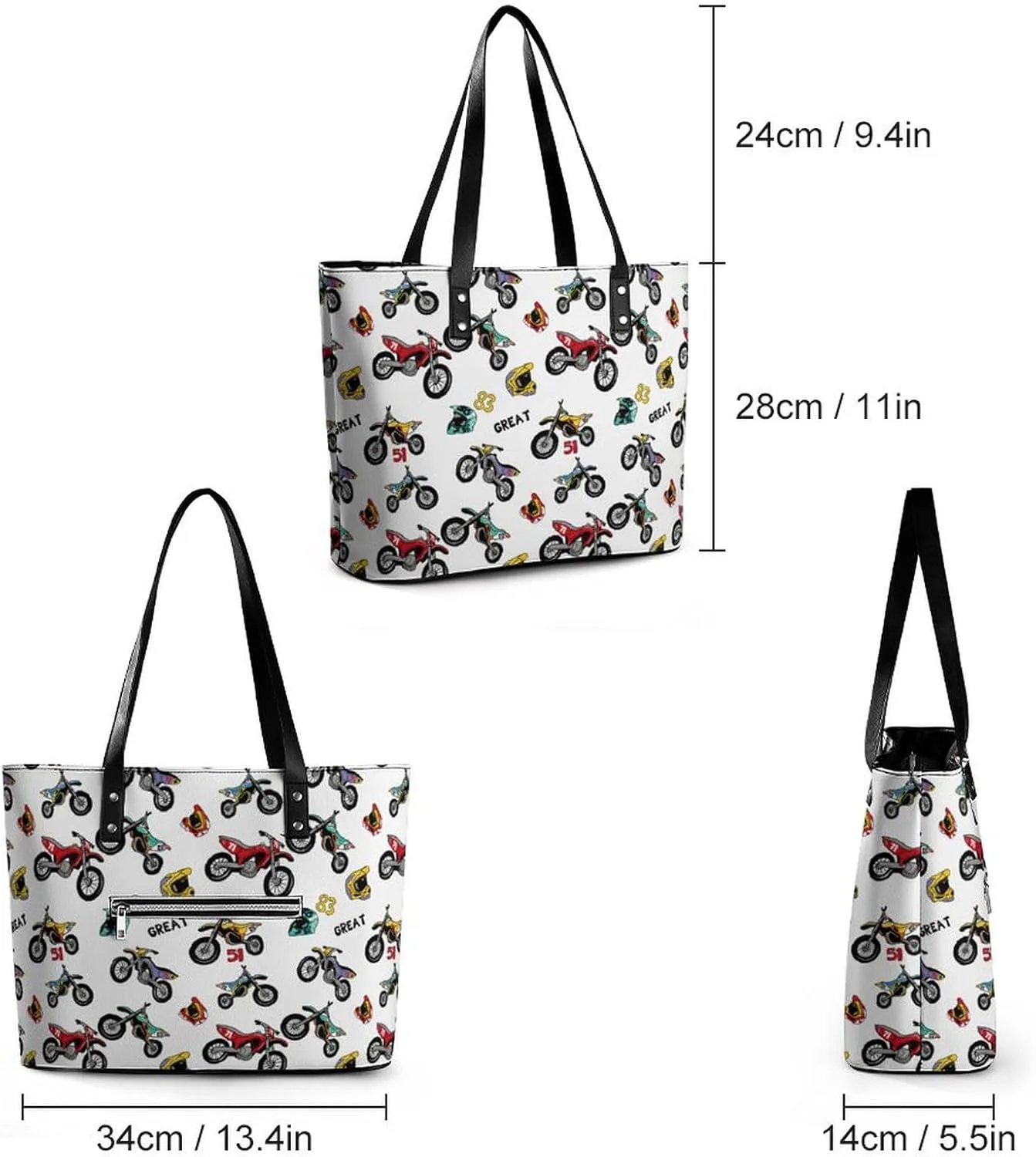 Volleyball Black And White Leather Handbag Smooth Wrinkle Resistant Lightweight And Convenient
