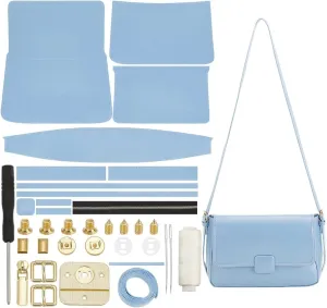 WADORN PU Leather Crossbody Bag Making Kit, DIY Shoulder Bag Sewing Set for Women Handicraft Bag Making Craft Handmade Handbag Sewing Making Materials for DIY Purse Making Supplies, Light Blue