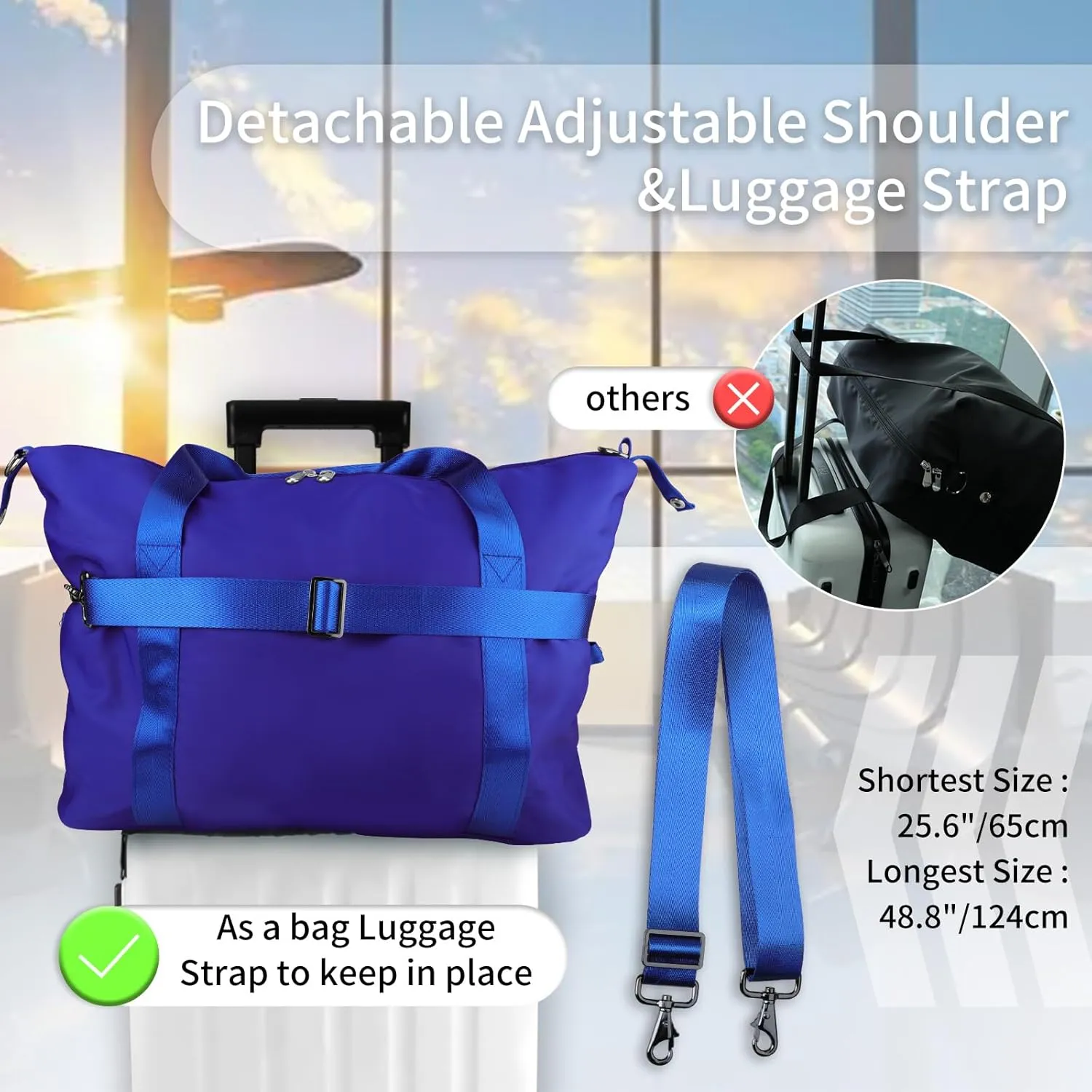 WALNEW Travel Duffle Bag for Women - Water-resistant Duffle Bag with Wet Pocket, Carry On Personal Item Travel Bag, Weekender Overnight Bag, Hospital Bag for Women Labor Delivery, Klein Blue