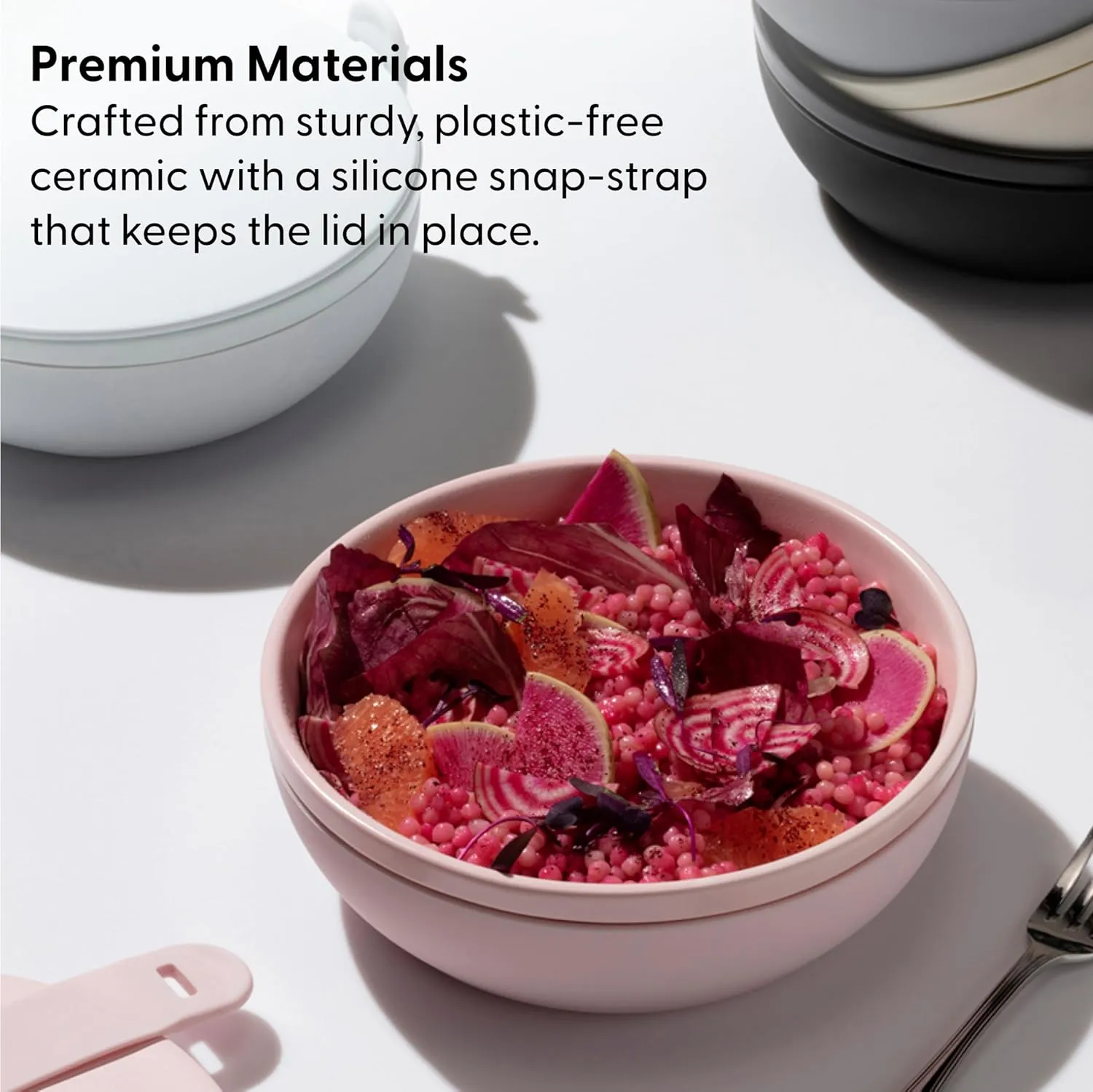 W&P Porter Ceramic Bowl Lunch Container w/ Protective Non-slip Exterior, Slate 1 Liter | Lid & Snap-tight Silicone Strap | Food Storage, Bento Box, Meal Prep | BPA-Free Ceramic