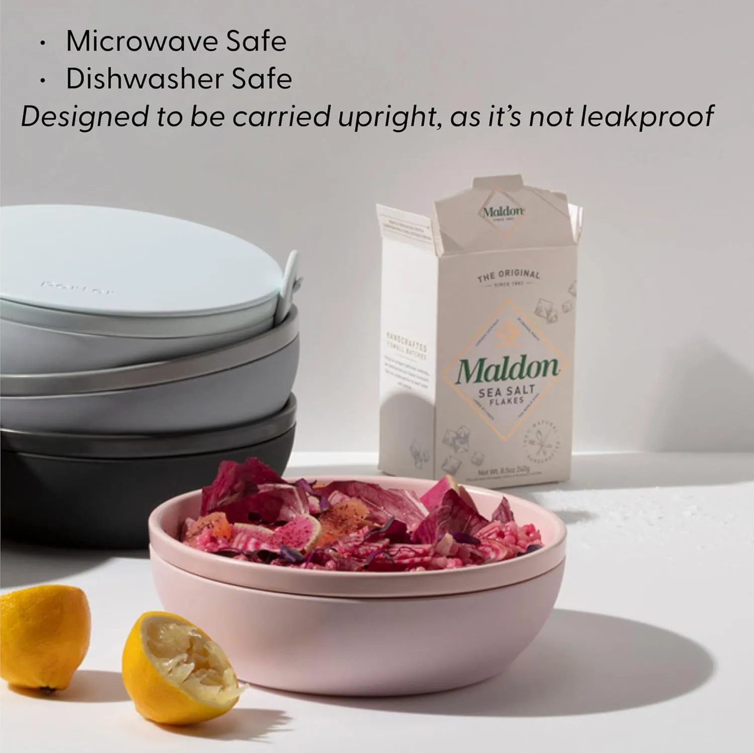W&P Porter Ceramic Bowl Lunch Container w/ Protective Non-slip Exterior, Slate 1 Liter | Lid & Snap-tight Silicone Strap | Food Storage, Bento Box, Meal Prep | BPA-Free Ceramic