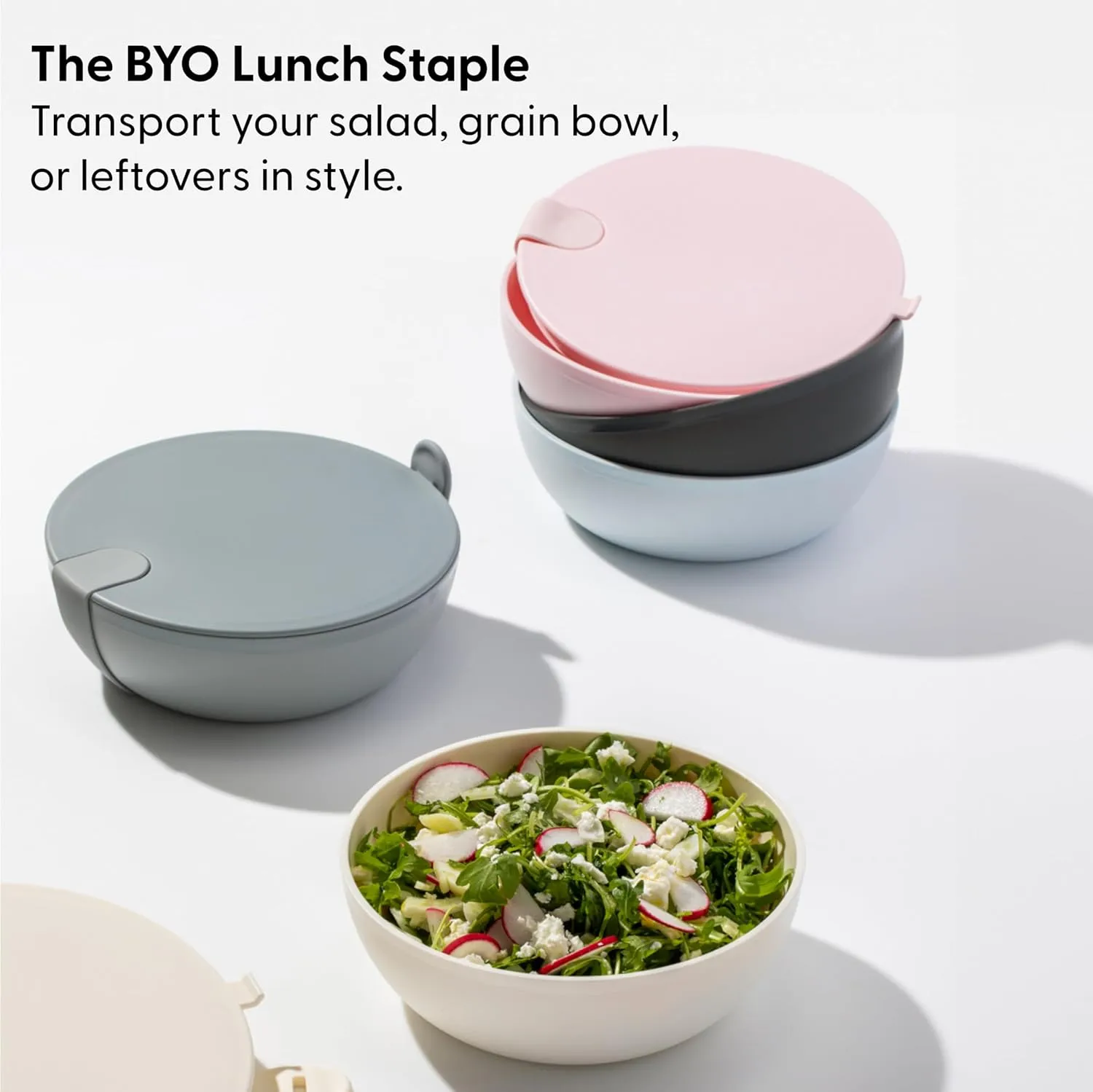 W&P Porter Plastic Bowl Lunch Container w/ Protective Non-slip Exterior, Mint 1 Liter | Lid & Snap-tight Silicone Strap | Food Storage, Bento Box, Meal Prep | BPA-Free Plastic