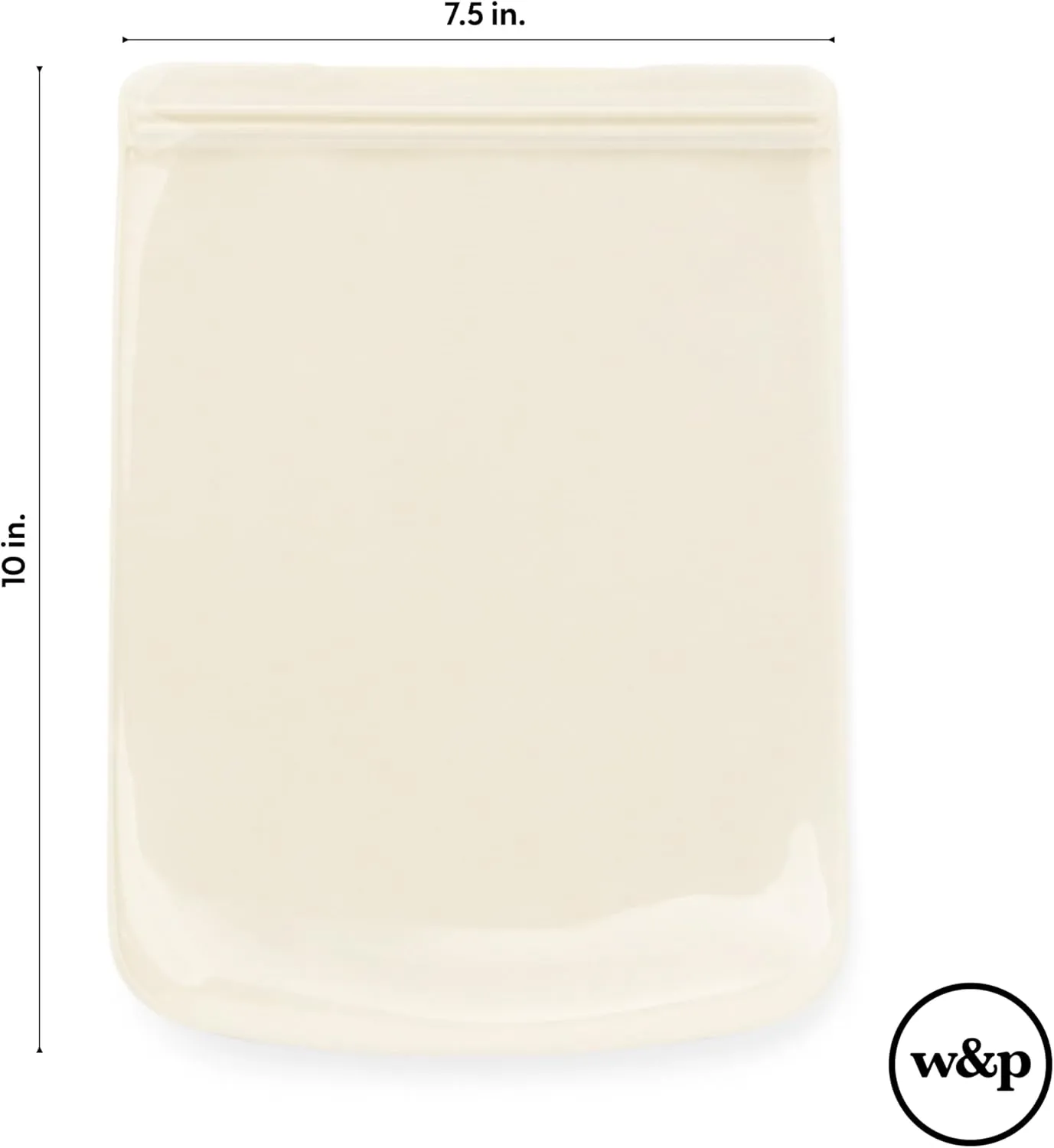 W&P Porter Silicone Reusable Storage Bag, Sandwich (46oz Flat), Cream, Food Storage Container, Microwave and Dishwasher Safe, Easy Cleaning