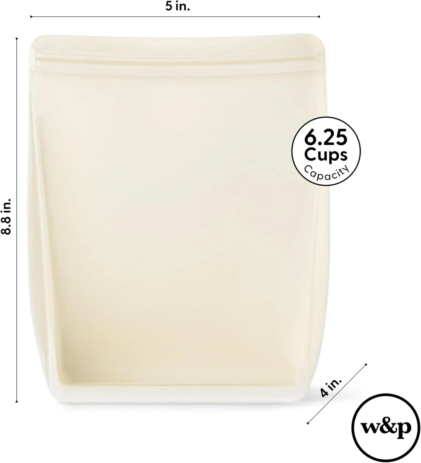 W&P Porter Silicone Reusable Storage Bag, Sandwich (50oz Stand-Up), Slate, Food Storage Container, Microwave and Dishwasher Safe, Easy Cleaning