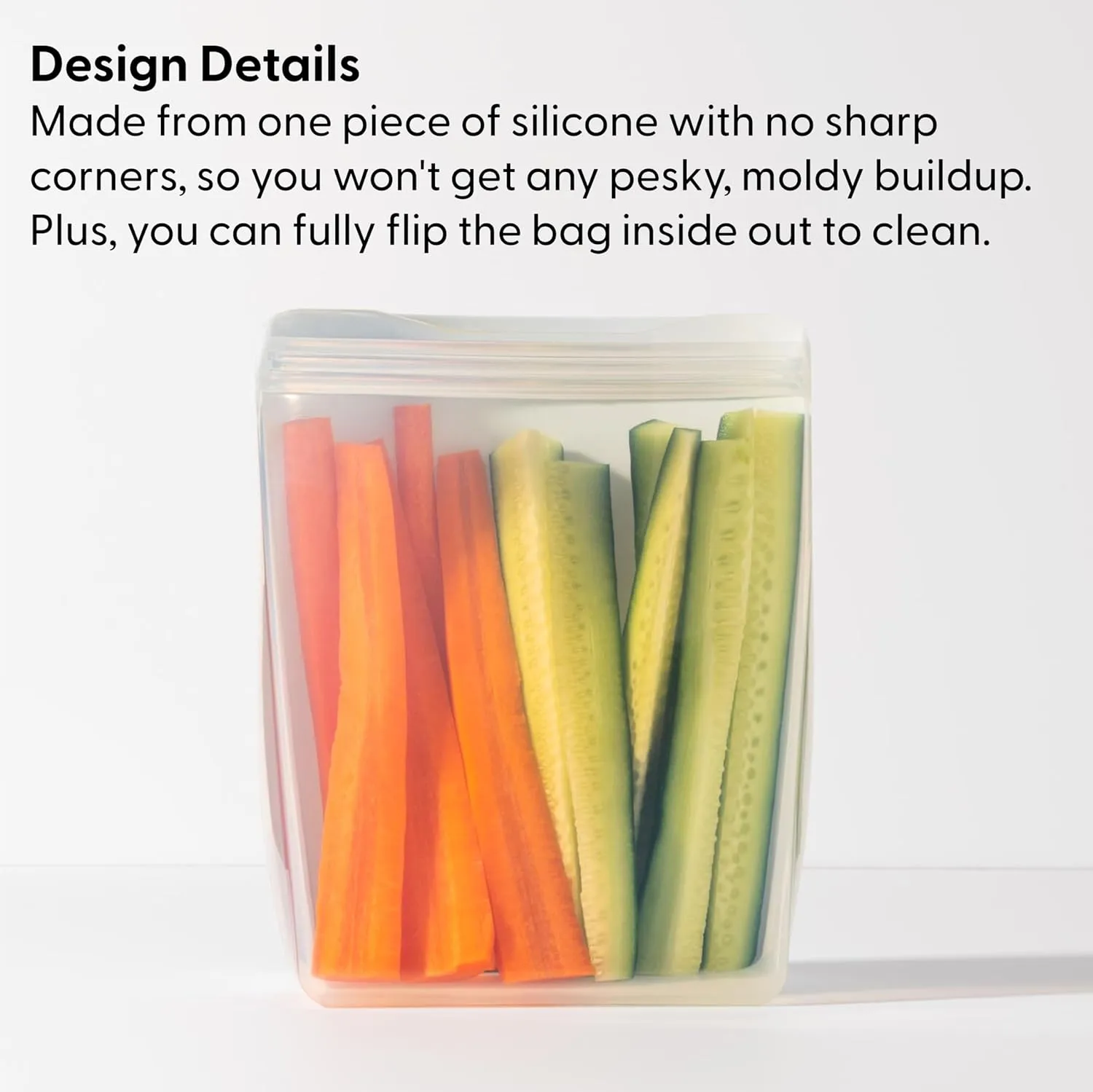 W&P Porter Silicone Reusable Storage Bag, Sandwich (50oz Stand-Up), Slate, Food Storage Container, Microwave and Dishwasher Safe, Easy Cleaning