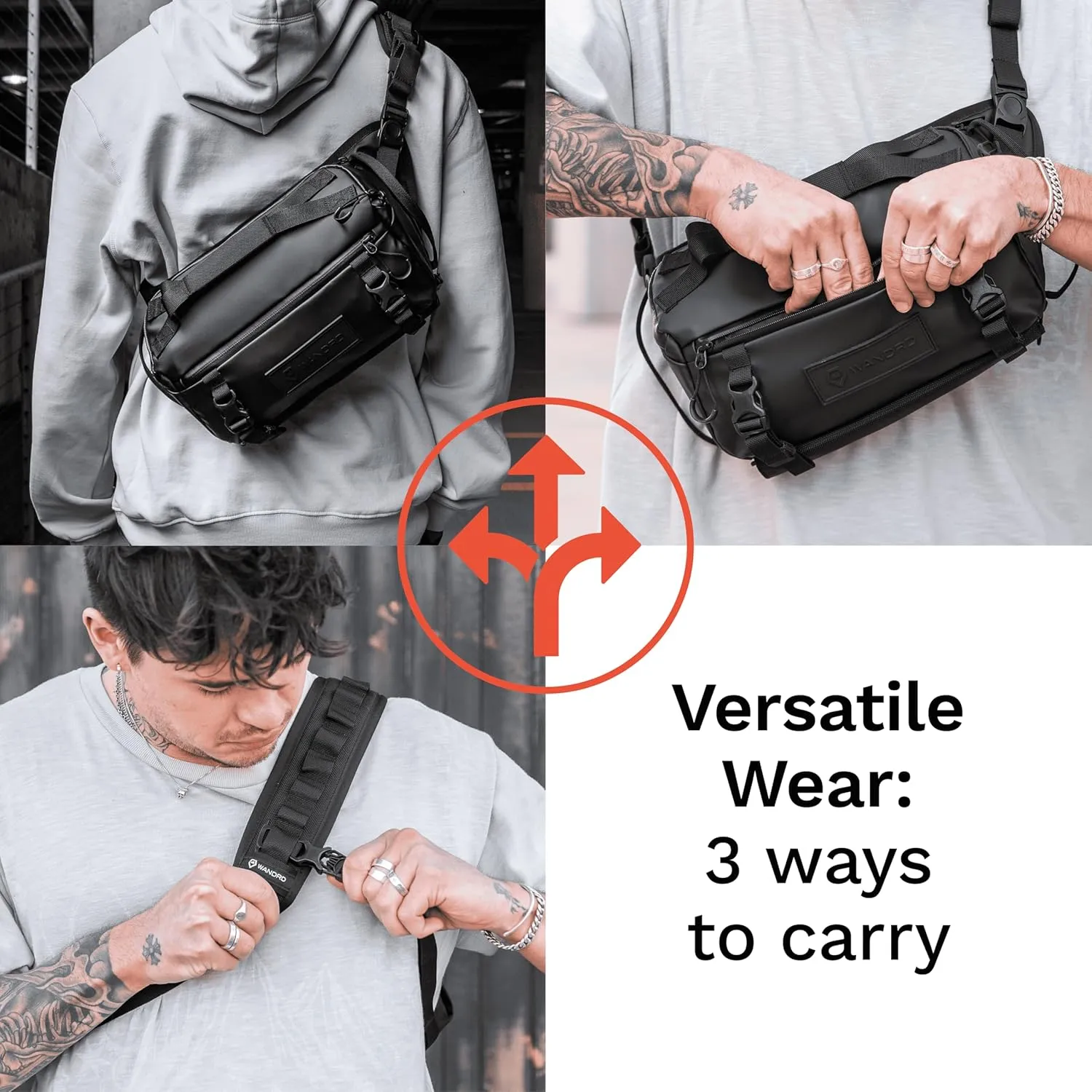 WANDRD ROGUE Sling: Compact Camera Sling and Crossbody Bag with Fast Access, 3-Way Carry– Lightweight Everyday Bag Great for Travel, Photography, and Daily Use (Black)