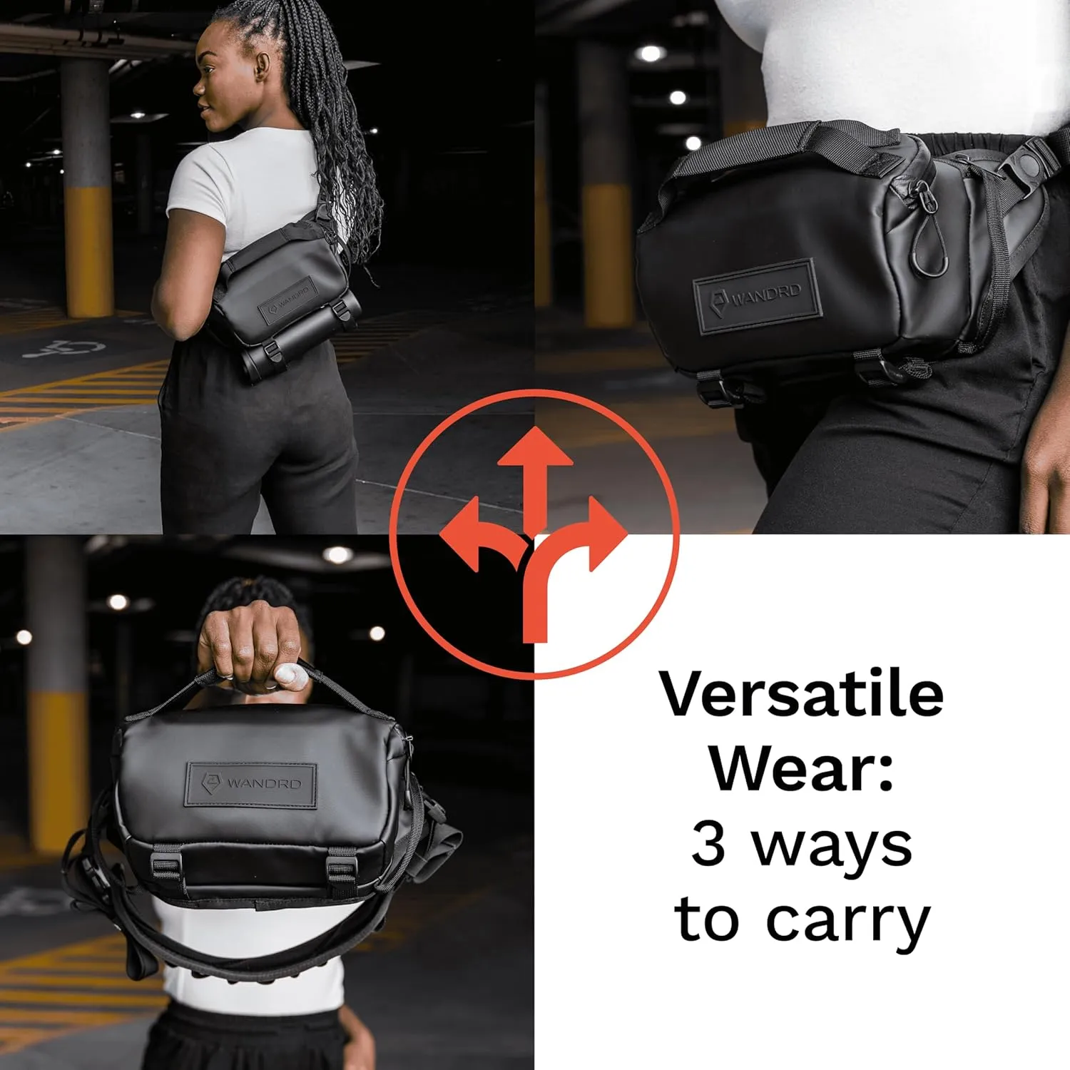 WANDRD ROGUE Sling: Compact Camera Sling and Crossbody Bag with Fast Access, 3-Way Carry– Lightweight Everyday Bag Great for Travel, Photography, and Daily Use (Black)