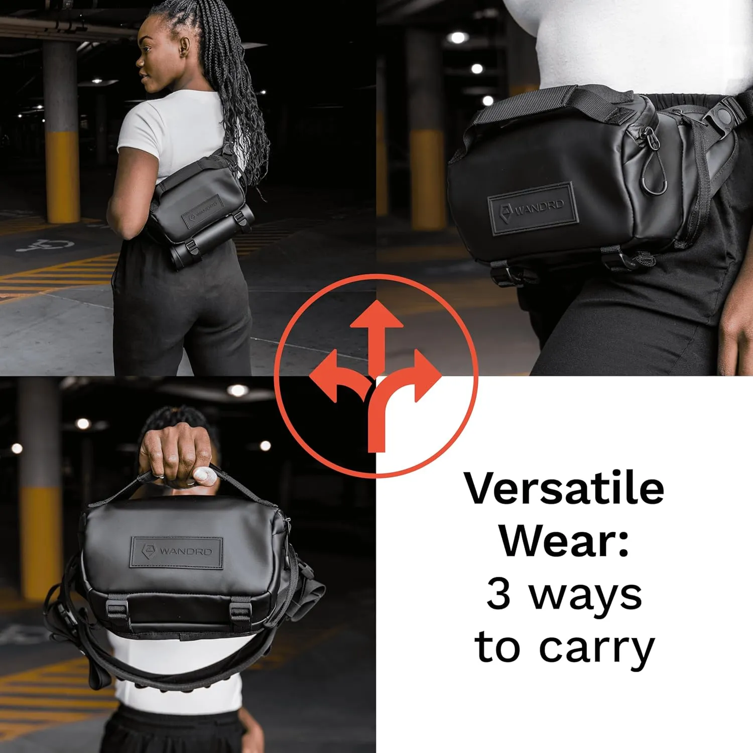 WANDRD ROGUE Sling: Compact Camera Sling and Crossbody Bag with Fast Access, 3-Way Carry– Lightweight Everyday Bag Great for Travel, Photography, and Daily Use (Black)