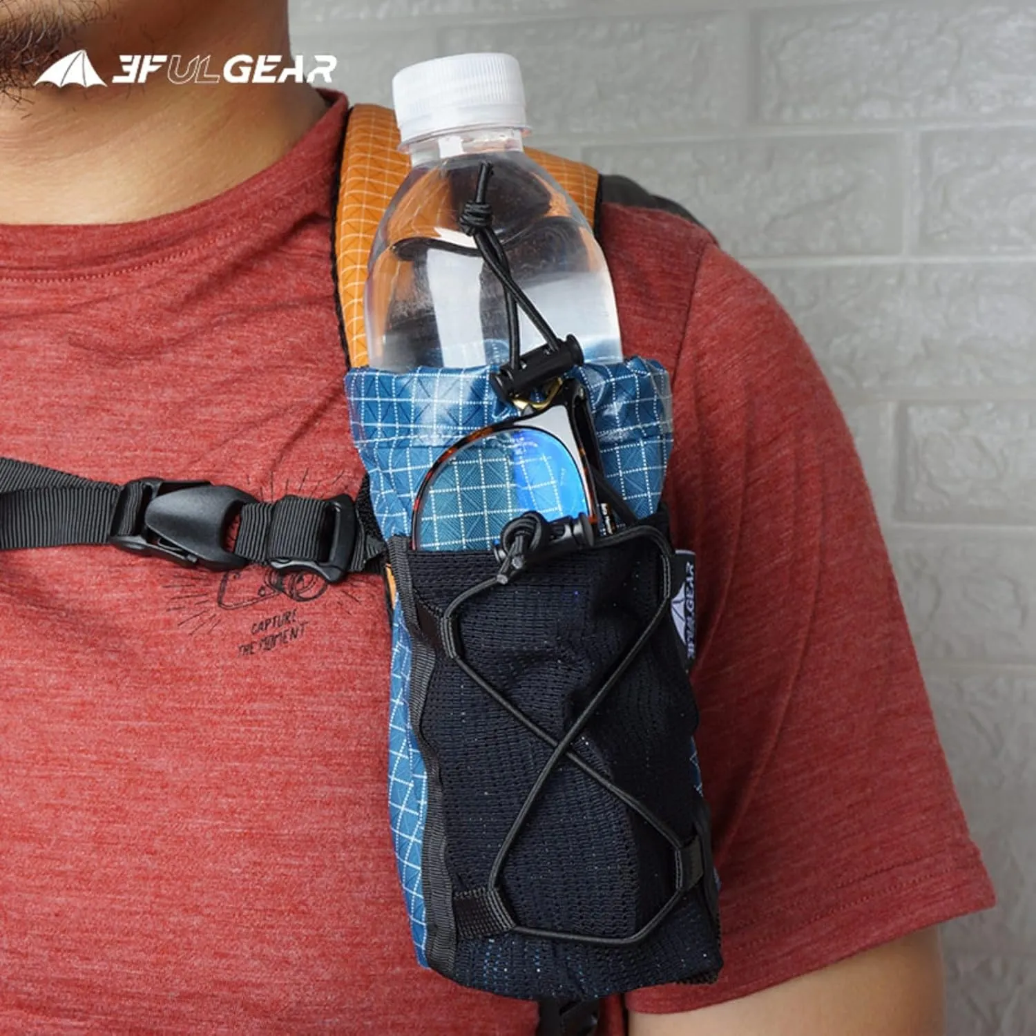Water Bottle Sleeve for Backpack Shoulder Straps, Bottle Pouch Accessories, Adjustable Molle Water Bottle Bag for Camping Travel Fishing Outdoor Activities(Grey)