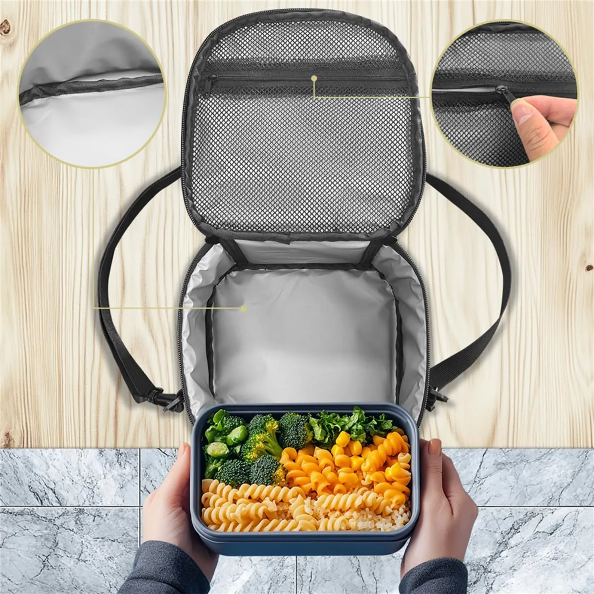 Water Lily Axolotl Green Insulated Lunch Box for Kids Beach Cooler Bag with Detachable Handle & Adjustable Shoulder Strap Cute Food Warmer Lunch Bags Small Thermal Lunchbox