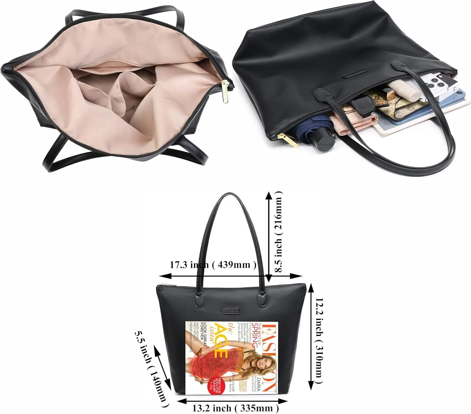 Water Resistance Light Weight Leather Tote Bag Big Capacity Handbag Shoulder Bag