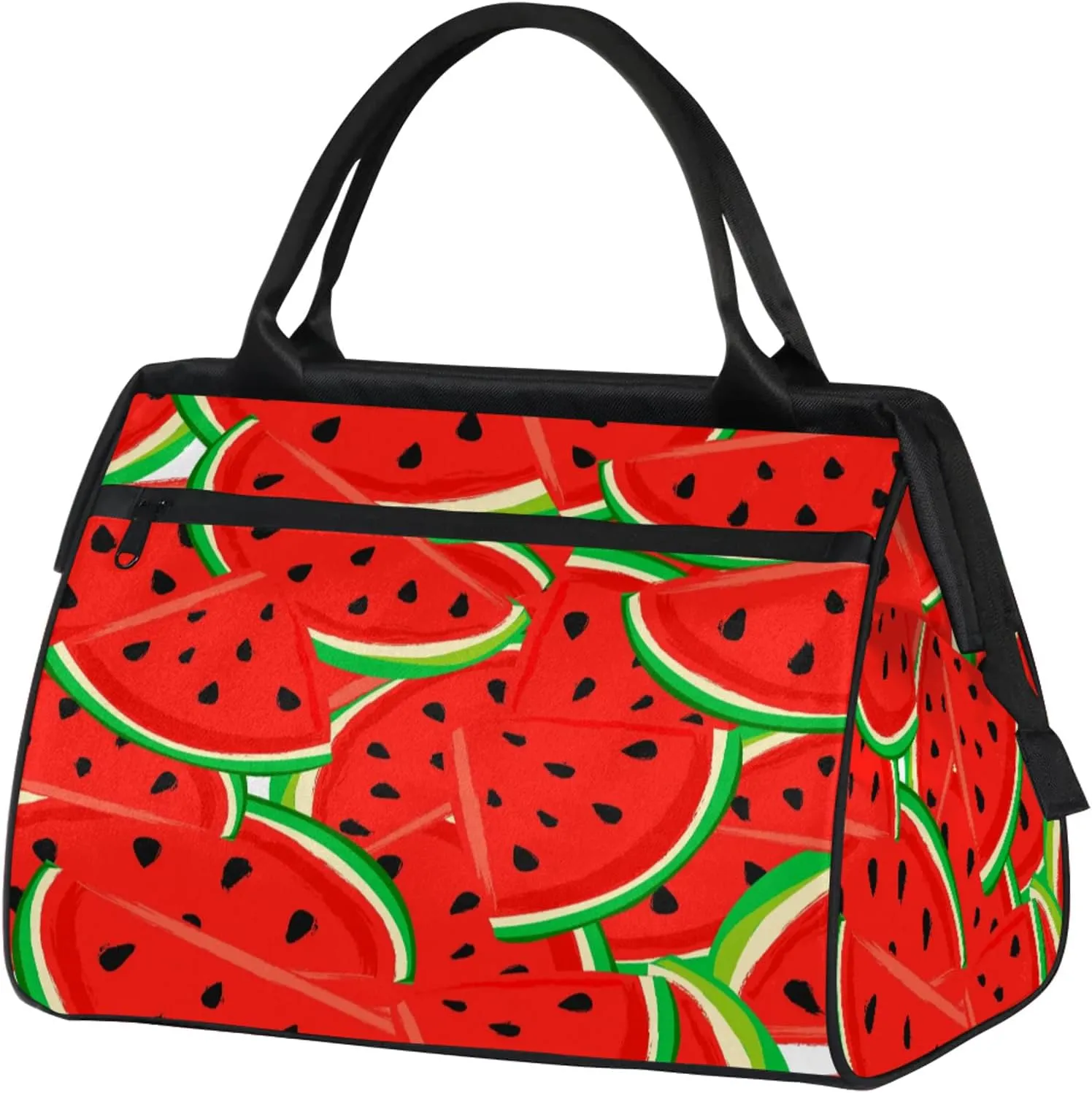 Watercolor Summer Watermelon Travel Duffel Bag Gym Tote Bag for Women Men Waterproof Weekend Overnight Bag Carry On Tote Luggage with Pocket Personal Item Bags Sports Bag fit Travel Sports Gym Yoga