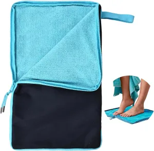 Waterproof Embedded Towel Wet Bag(Fleece),Machine Washable Wet Bag for Swimsuit,Wet Clothes Bag with Handle Zippered Oxford Cloth,Swimsuit Bag Wet Dry Gym Beach Pool Travel Essentials(Navy Blue)
